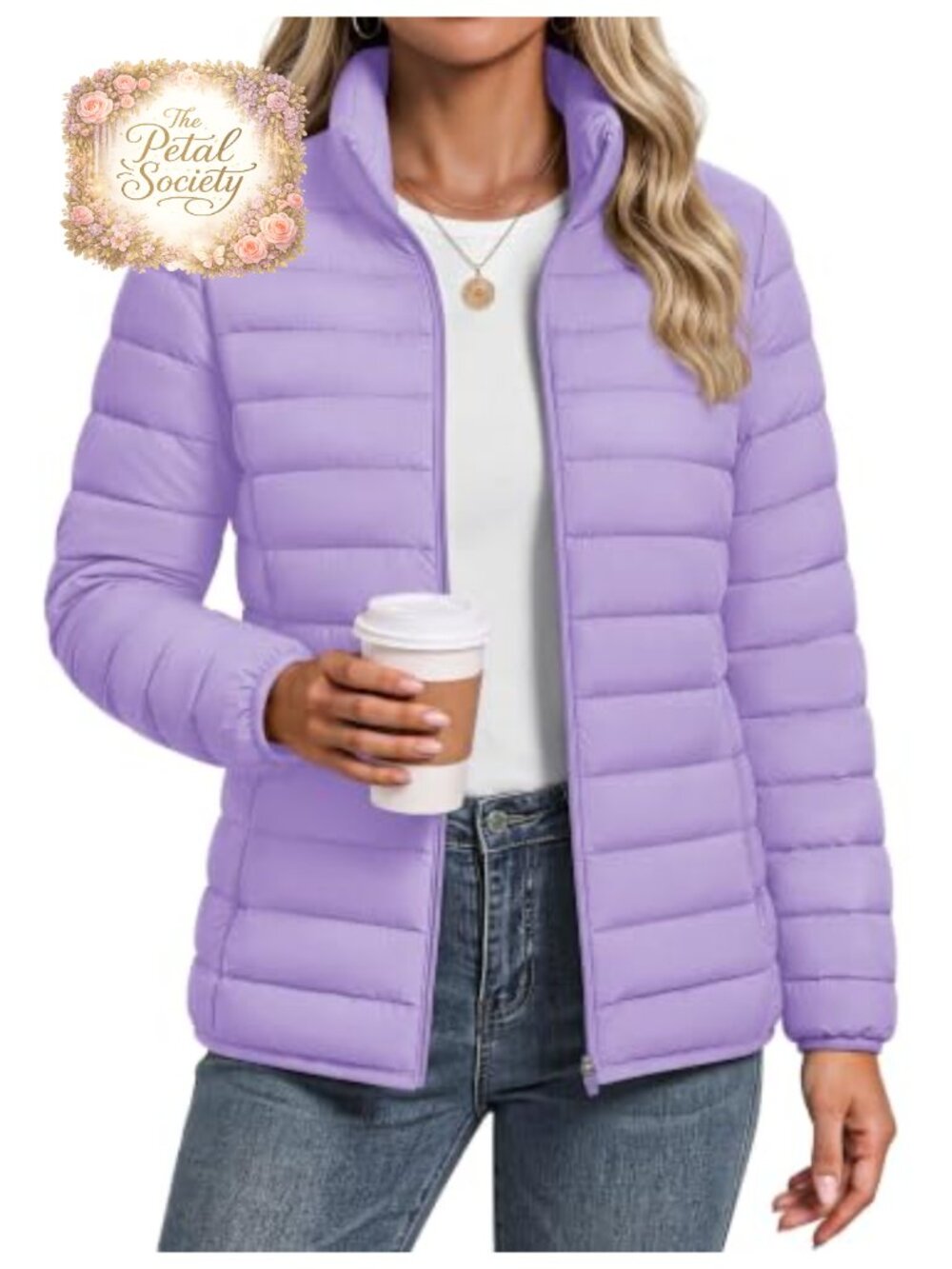 Lightweight Quilted Puffer Jacket Zip Front Fitted Winter Coat